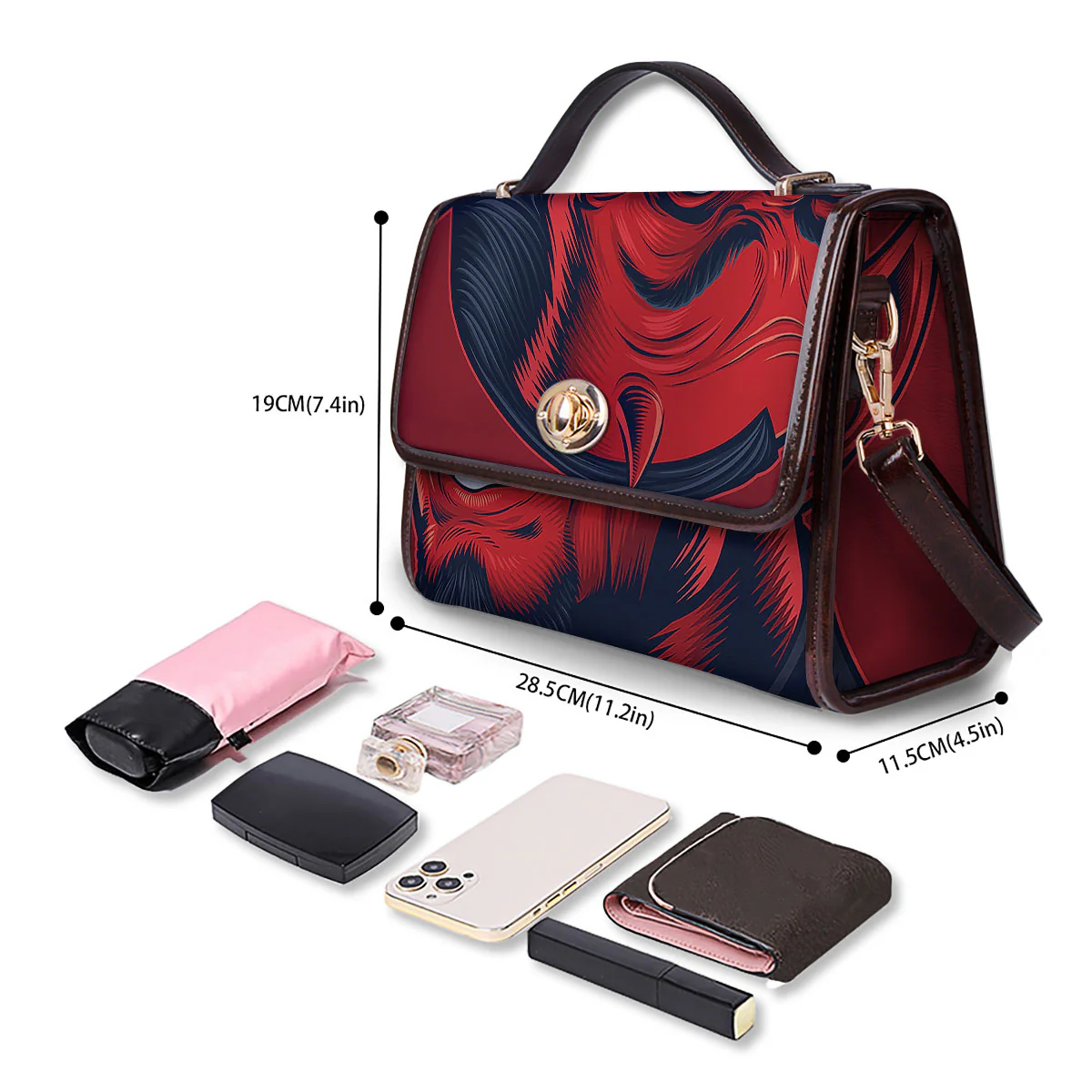 Satan Red Devil Print Women's Satchel Bag - Image 4