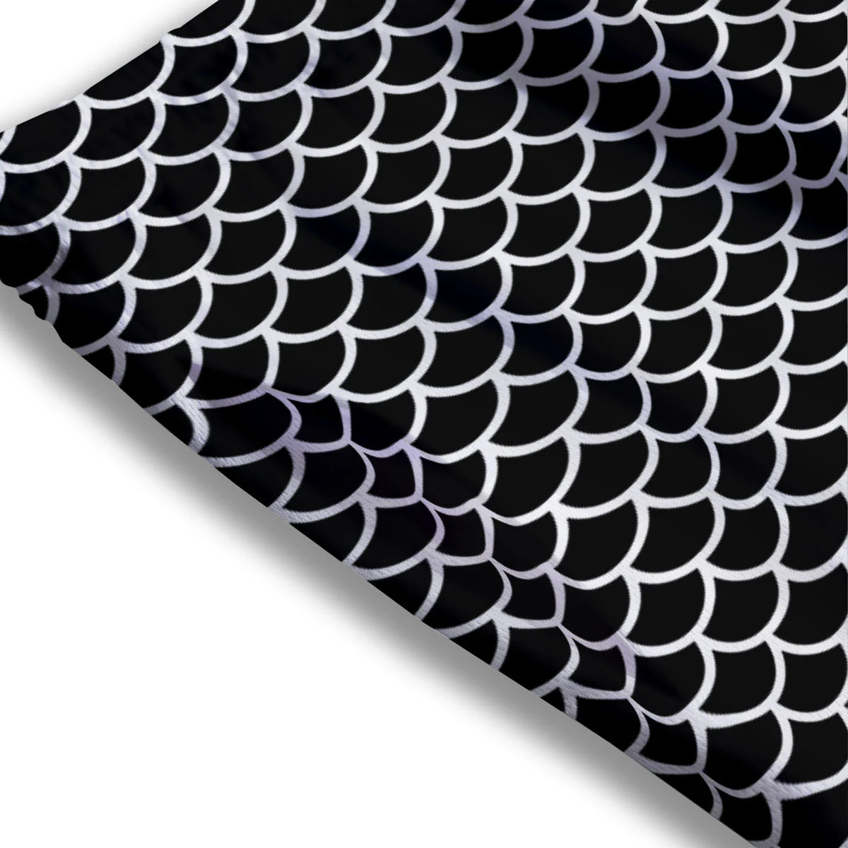 Scales Black Mermaid Print Pattern Mesh Shorts - Image 3