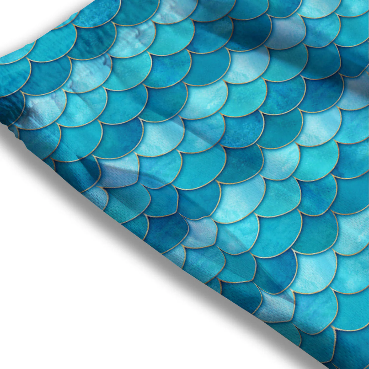 Scales Mermaid Blue Print Pattern Mesh Shorts - Image 3