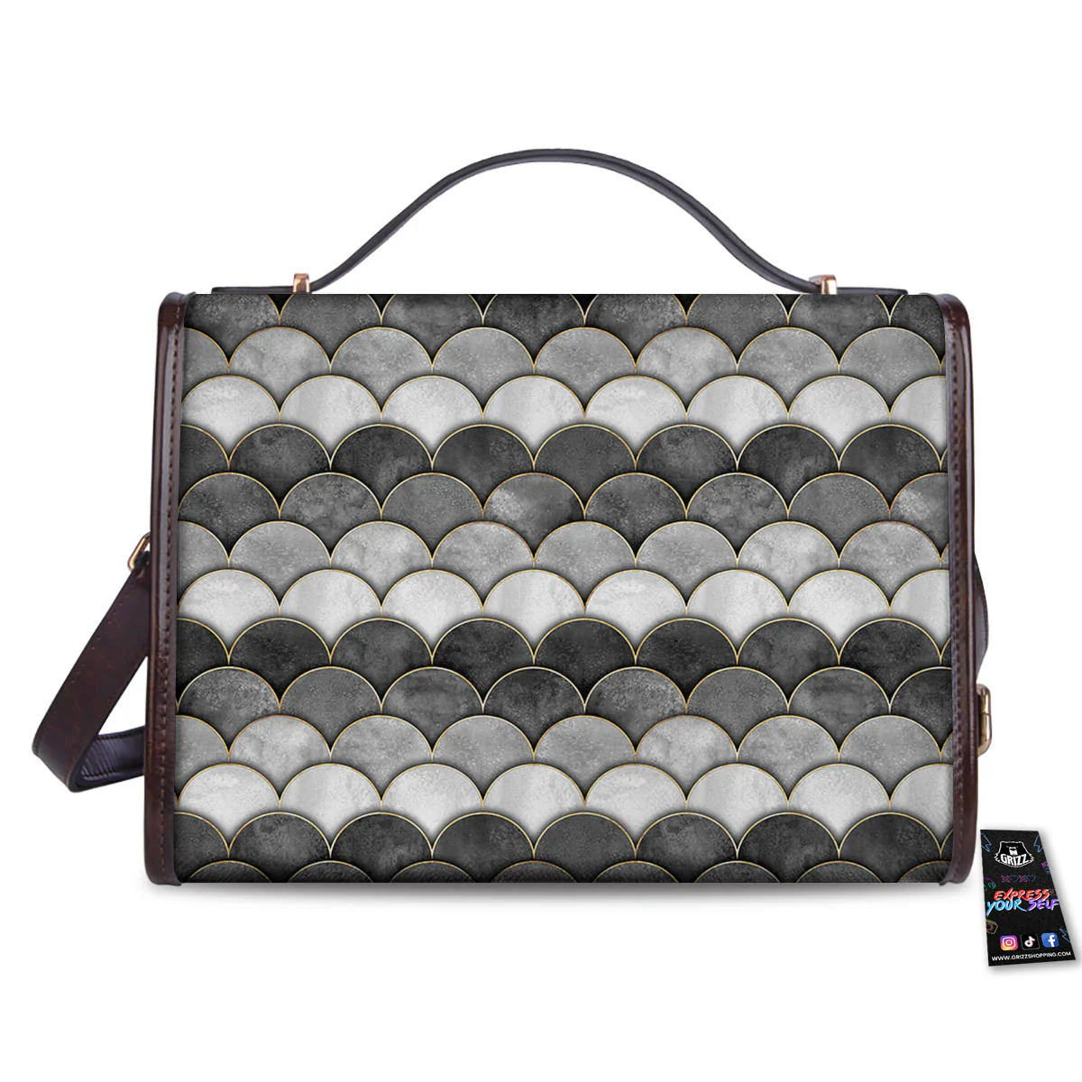Scales Mermaid Print Pattern Women's Satchel Bag - Image 2