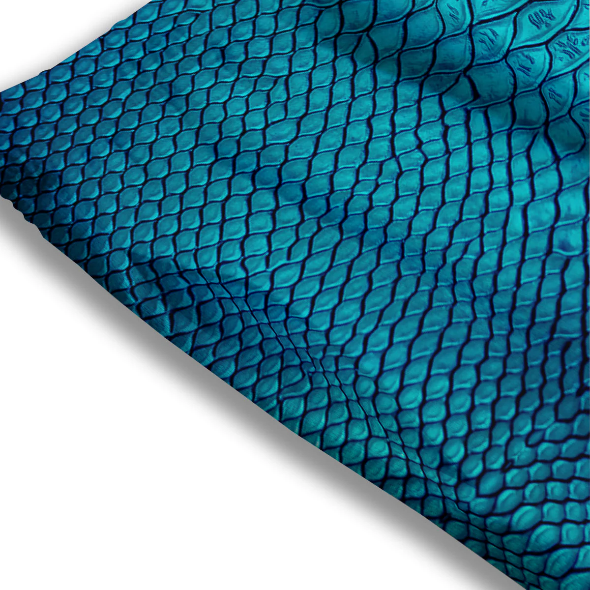 Scales Turquoise Snake Print Pattern Mesh Shorts - Image 3