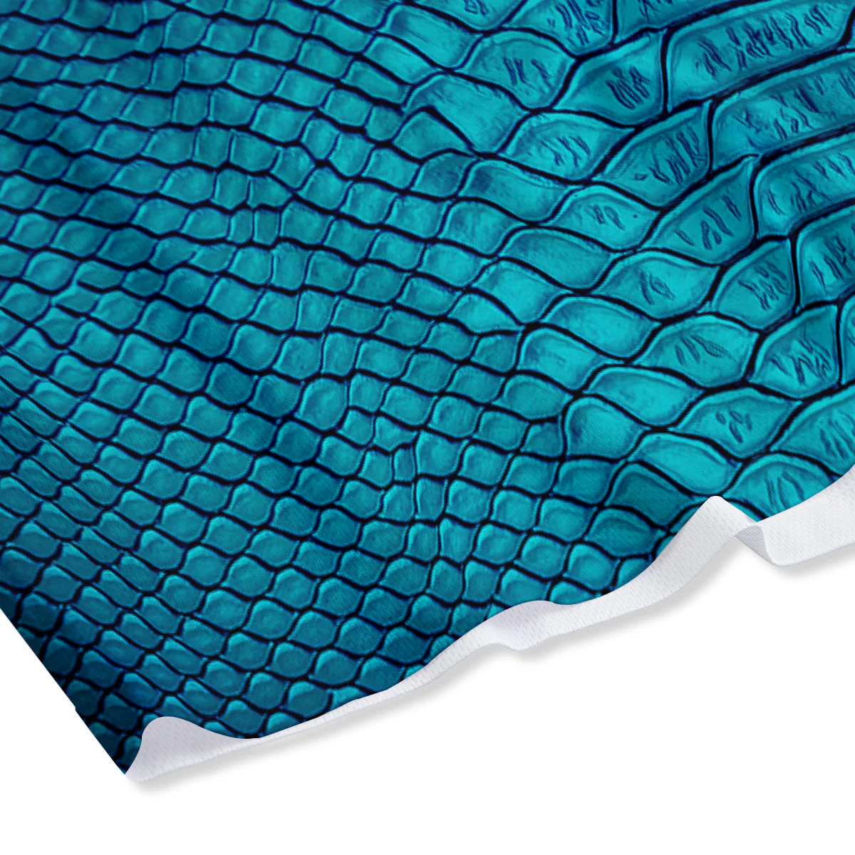 Scales Turquoise Snake Print Pattern Mesh Shorts - Image 4