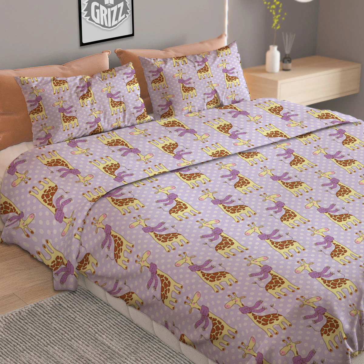 Scarf With Giraffe Print Pattern Duvet Cover Bedding Set - Image 2