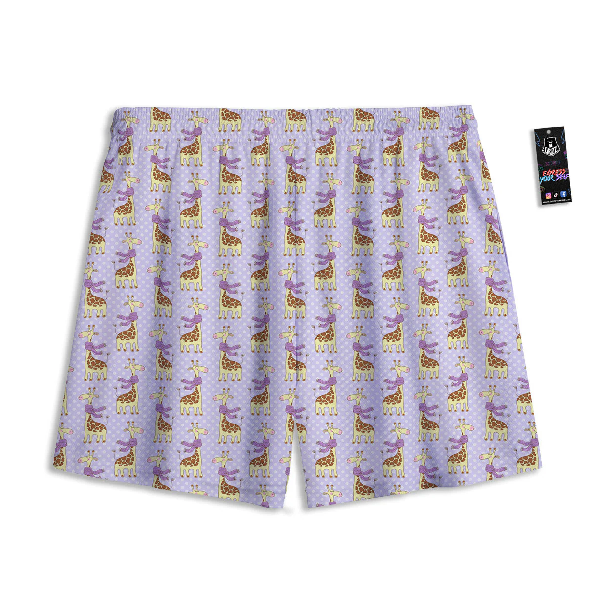 Scarf With Giraffe Print Pattern Mesh Shorts - Image 2
