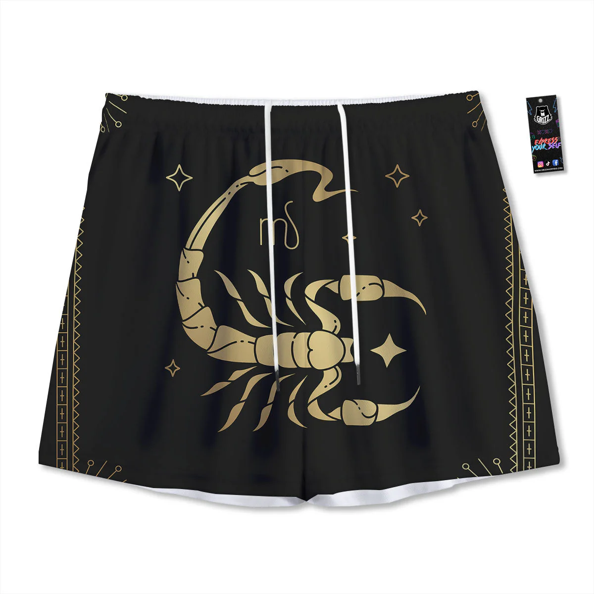 Scorpio Sign Astrological Print Mesh Shorts