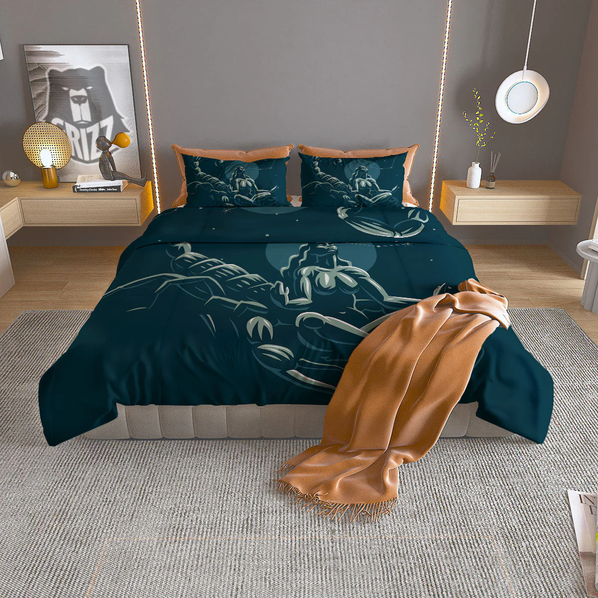 Scorpio Sign Astrology Print Duvet Cover Bedding Set
