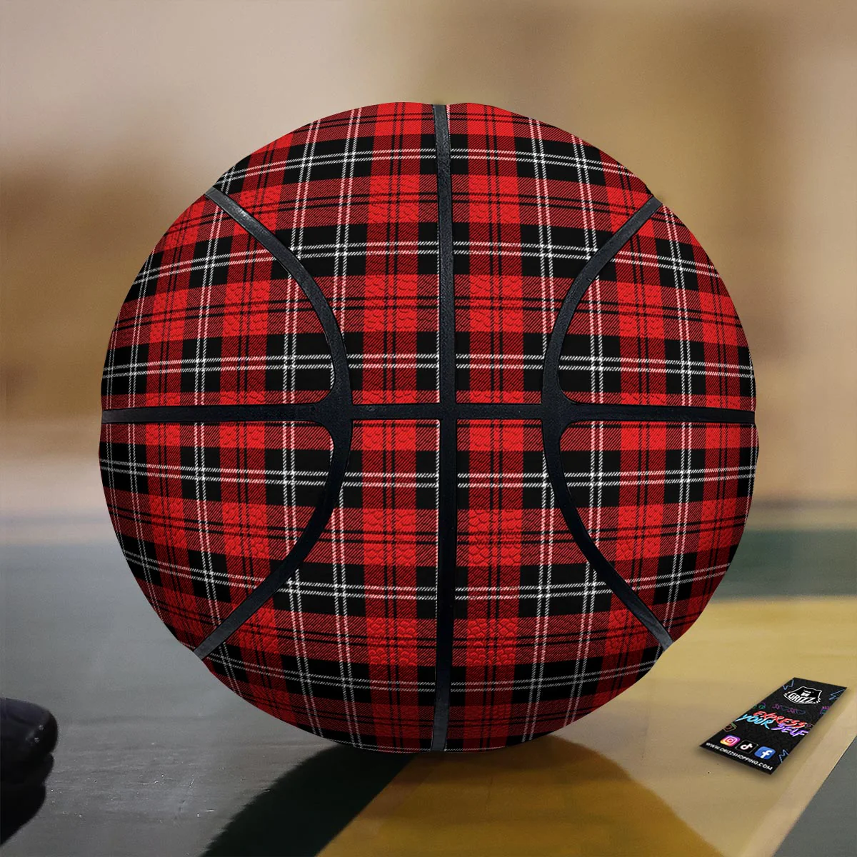 Scottish Plaid Red Black And White Print Pattern Basketball