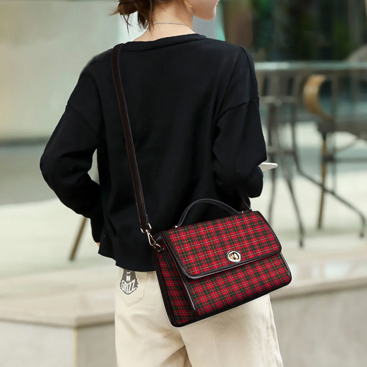 Scottish Tartan Green And Red Print Women's Satchel Bag - Image 3