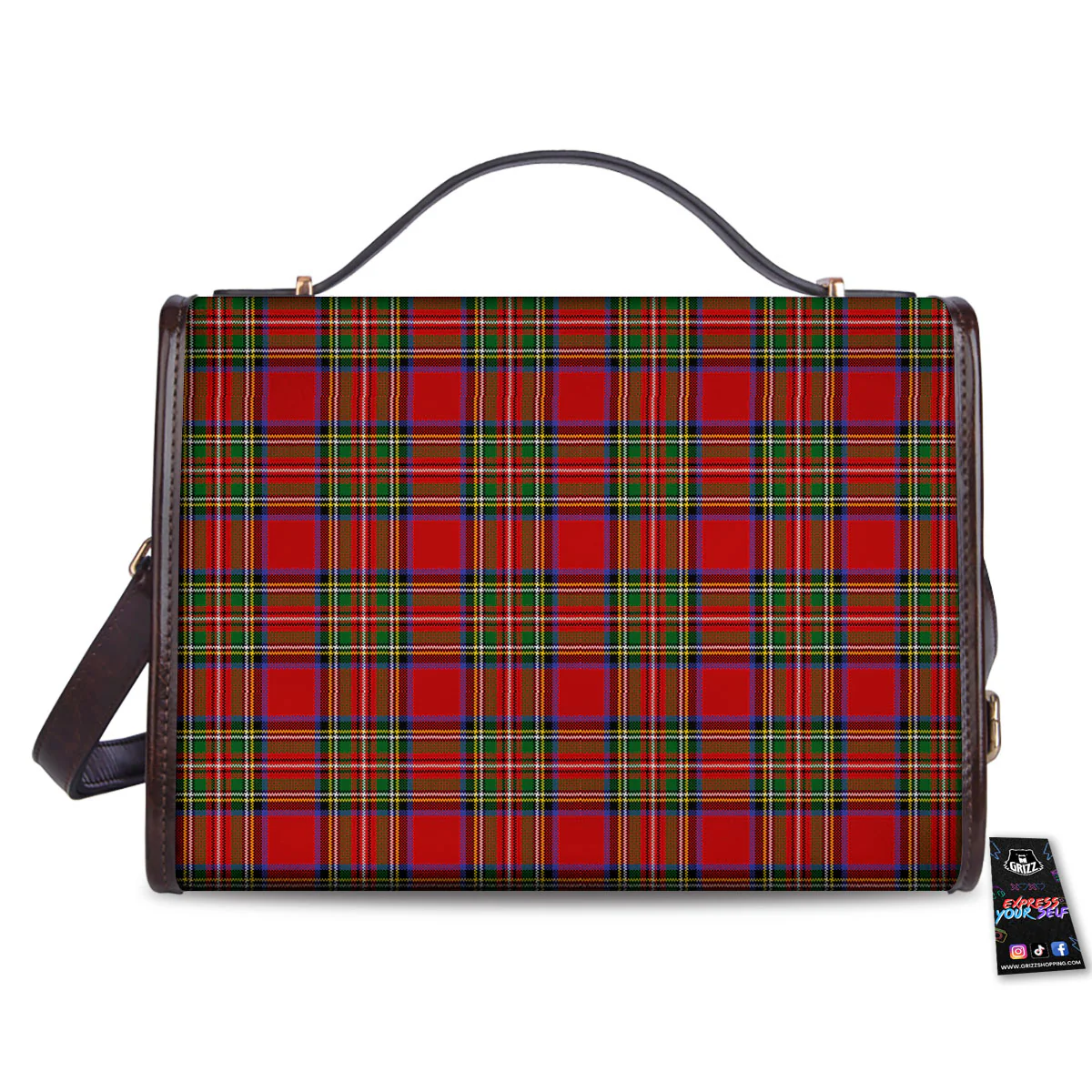 Scottish Tartan Pixel Stewart Print Pattern Women's Satchel Bag - Image 2