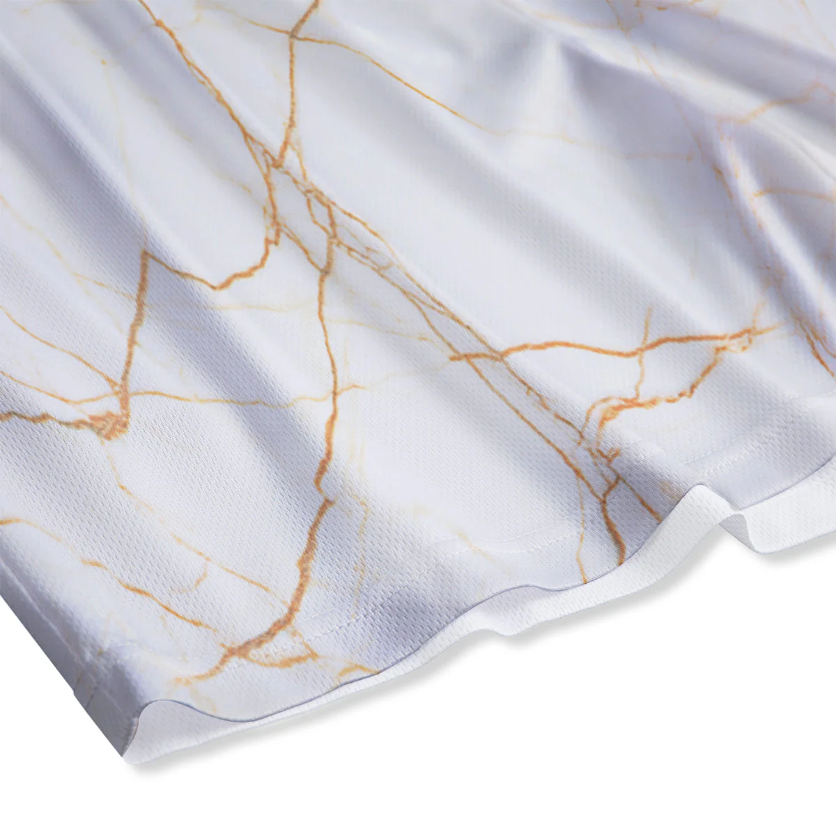 Scratch Marble White Gold Print Pattern Mesh Shorts - Image 4