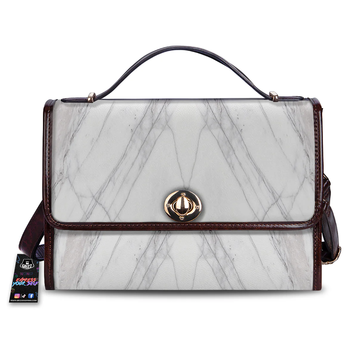 Scratch Marble White Gray Print Pattern Women's Satchel Bag