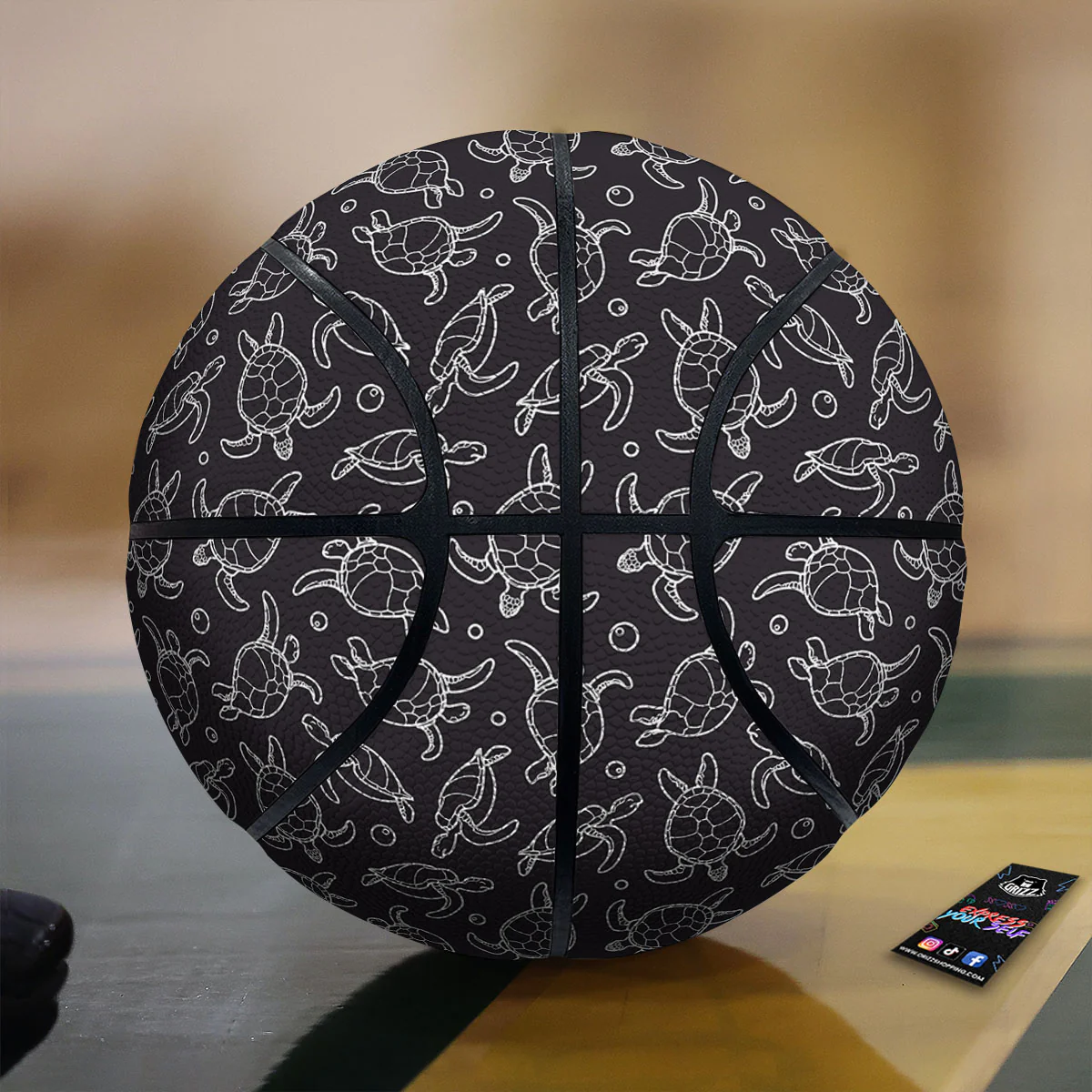 Sea Turtle Black And White Print Pattern Basketball