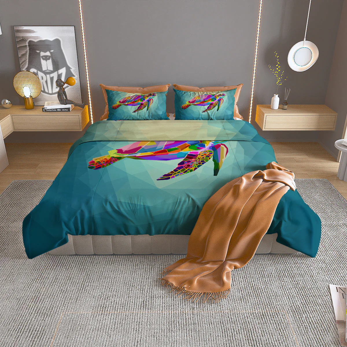 Sea Turtle Colorful Print Duvet Cover Bedding Set