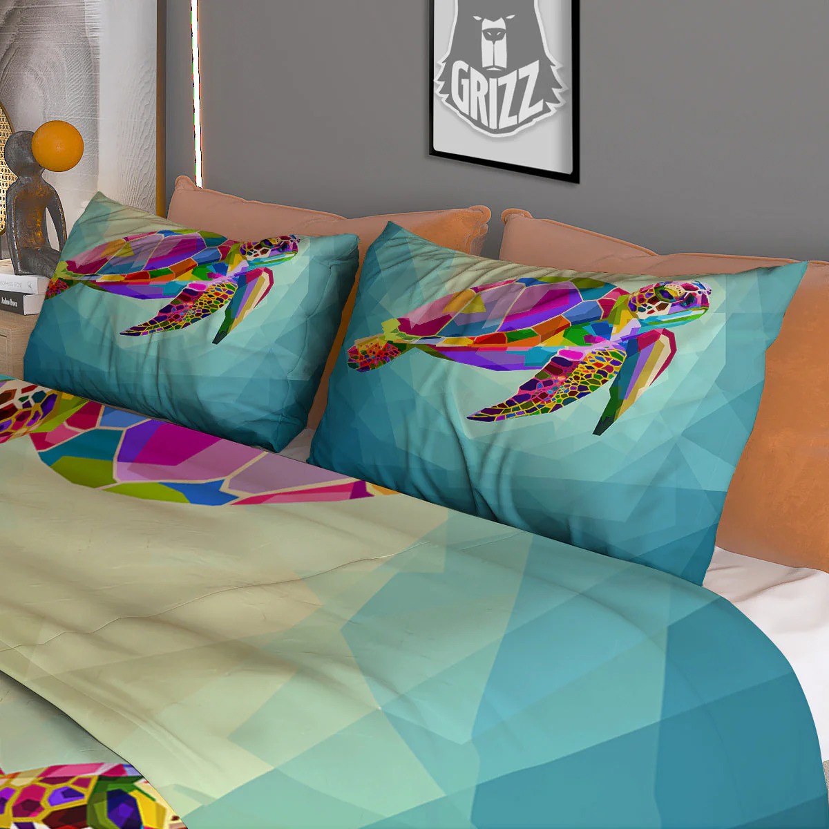 Sea Turtle Colorful Print Duvet Cover Bedding Set - Image 3