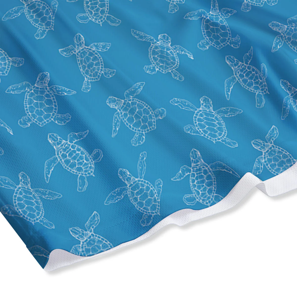 Sea Turtle White And Blue Print Pattern Mesh Shorts - Image 4