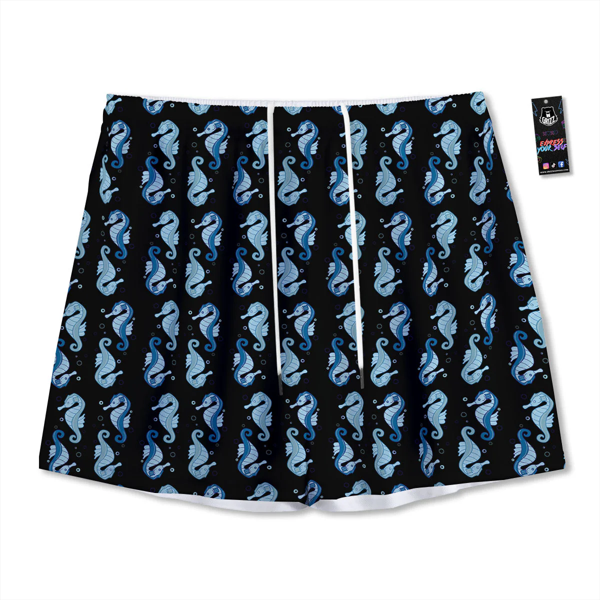 Seahorse Blue Print Pattern Mesh Shorts