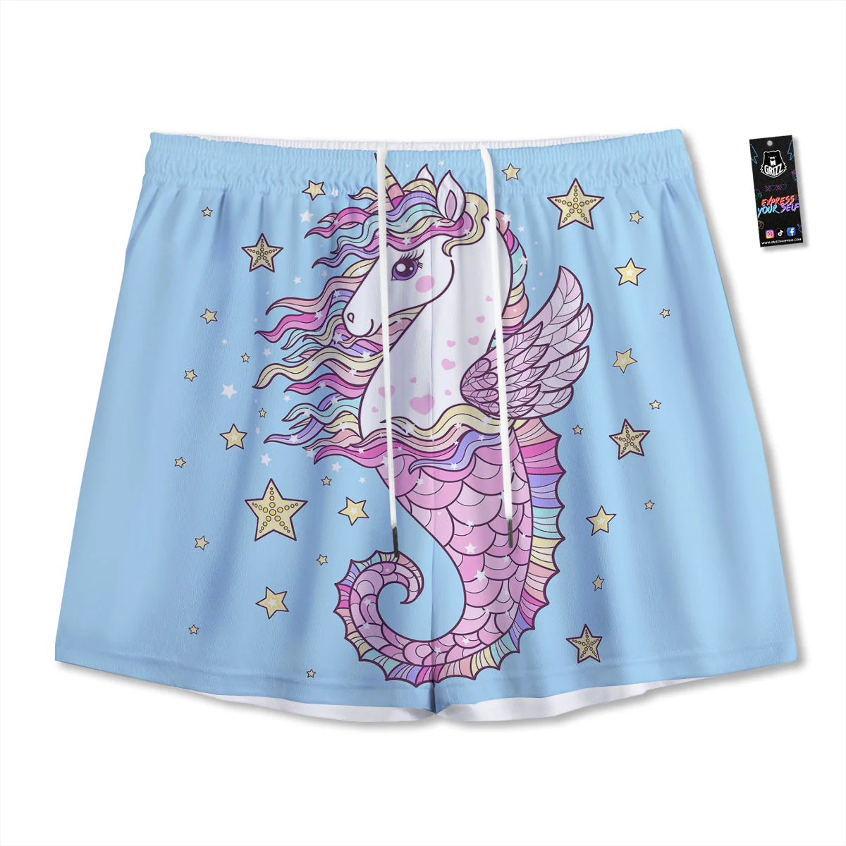 Seahorse Colorful Print Mesh Shorts