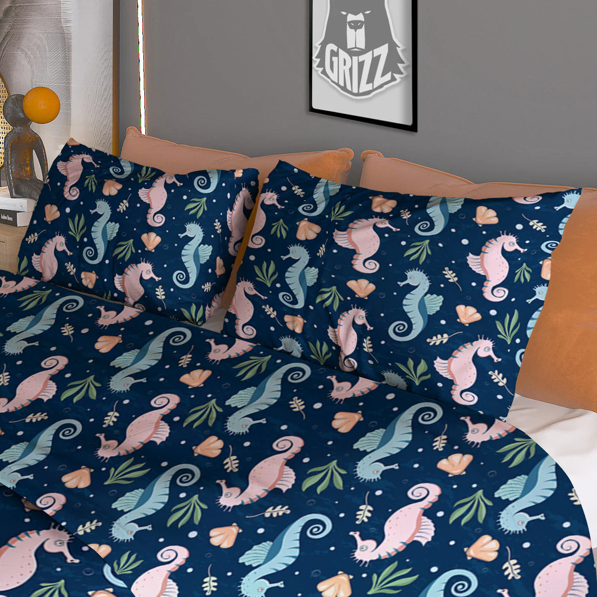 Seahorse Colorful Print Pattern Duvet Cover Bedding Set - Image 3