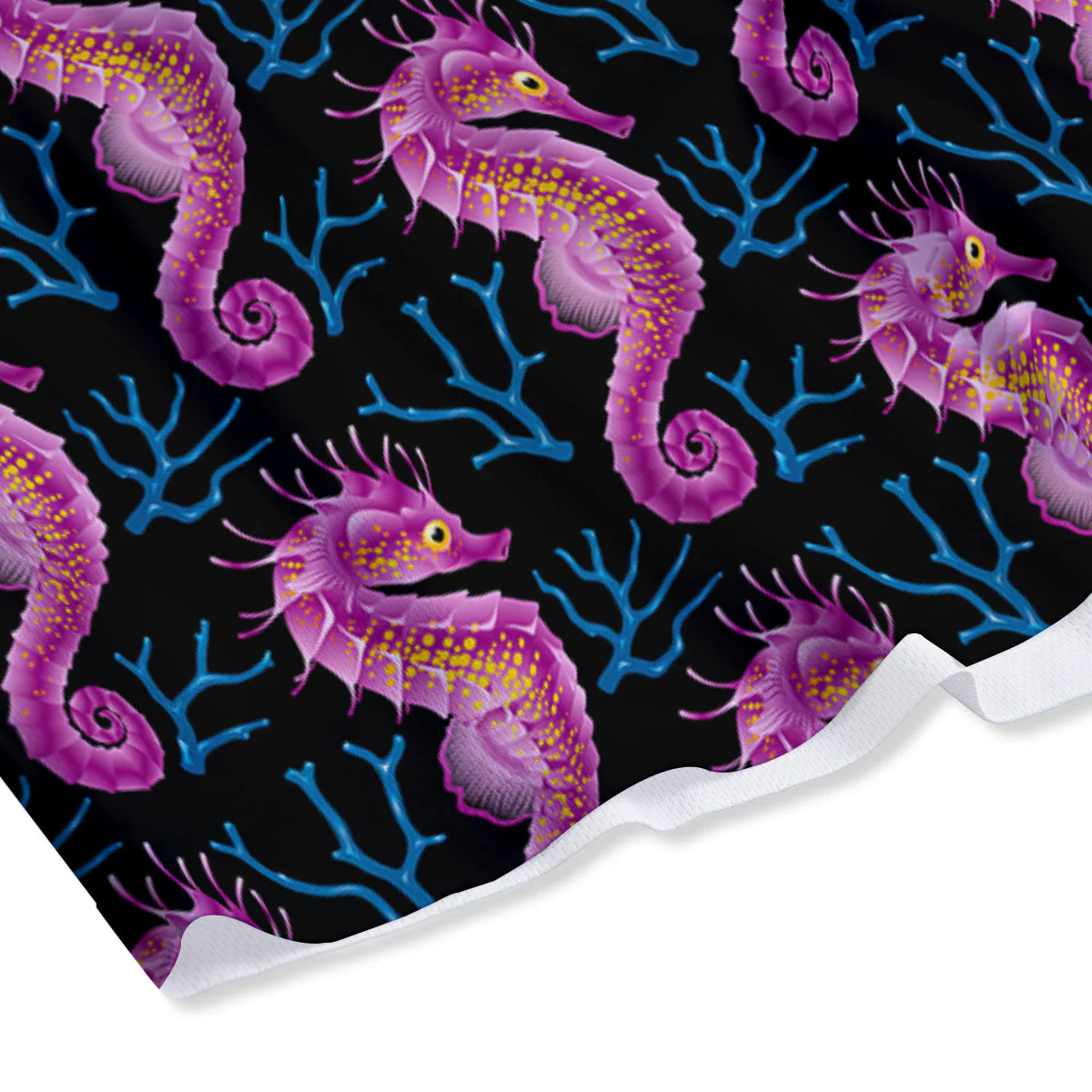 Seahorse Purple Print Pattern Mesh Shorts - Image 4