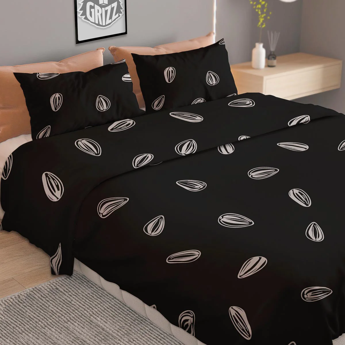 Seeds Sunflower Print Pattern Duvet Cover Bedding Set - Image 2