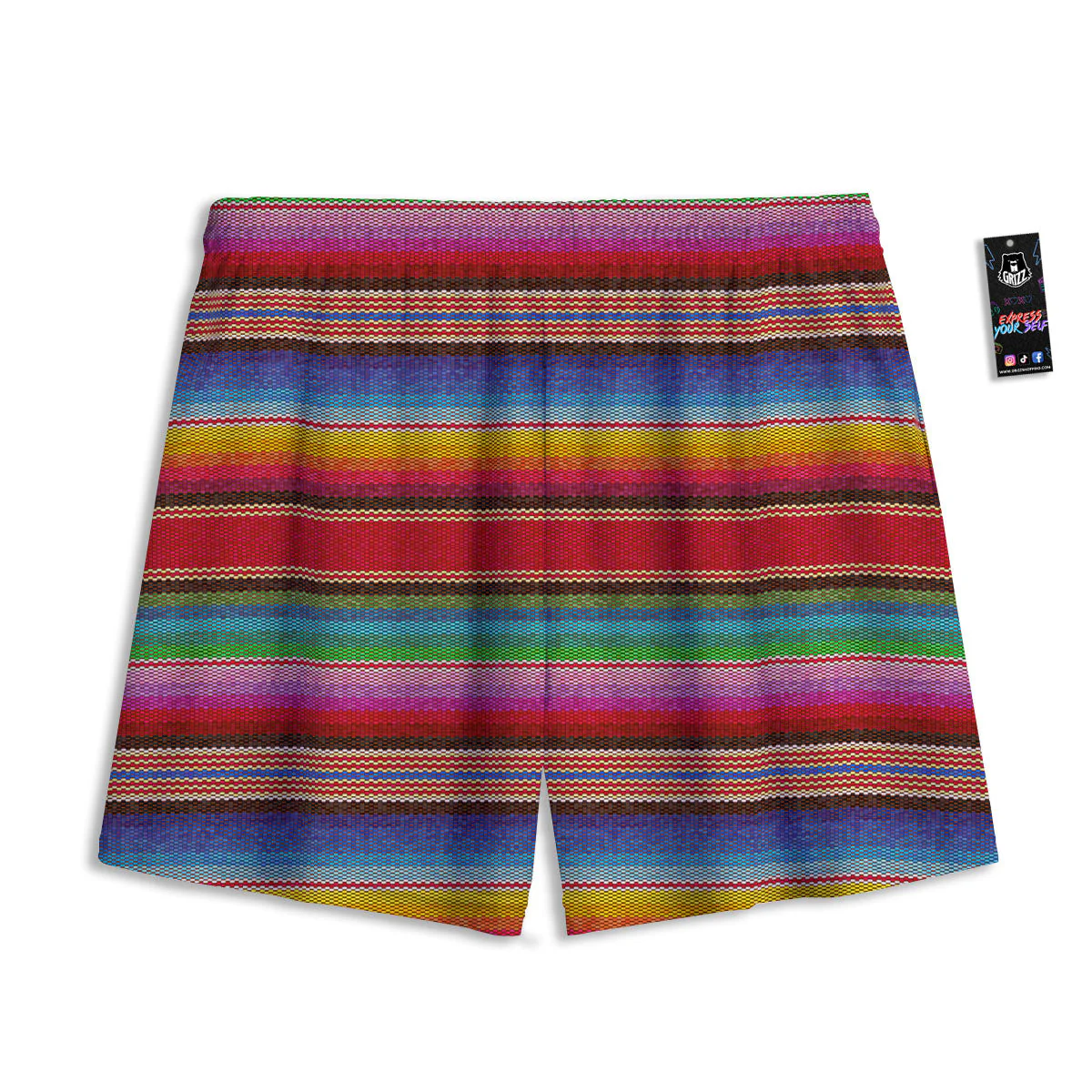 Serape Blanket Ethnic Print Pattern Mesh Shorts - Image 2