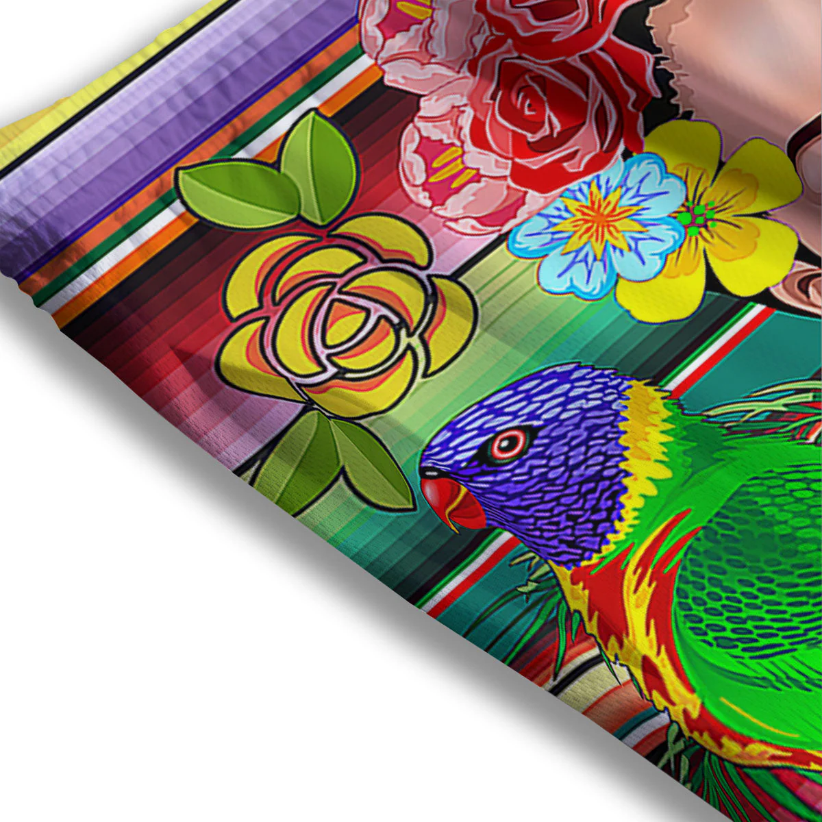 Serape Frida Kahlo Print Mesh Shorts - Image 3