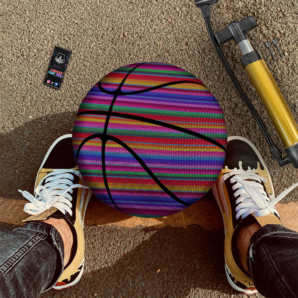 Serape Mexican Colorful Print Pattern Basketball - Image 2