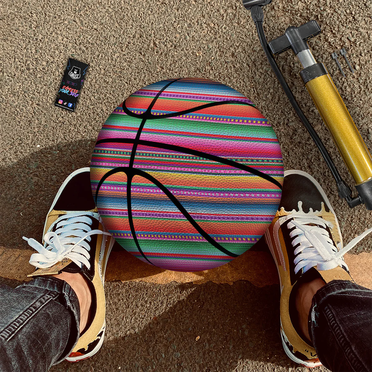 Serape Stripe Colorful Mexican Print Basketball - Image 2