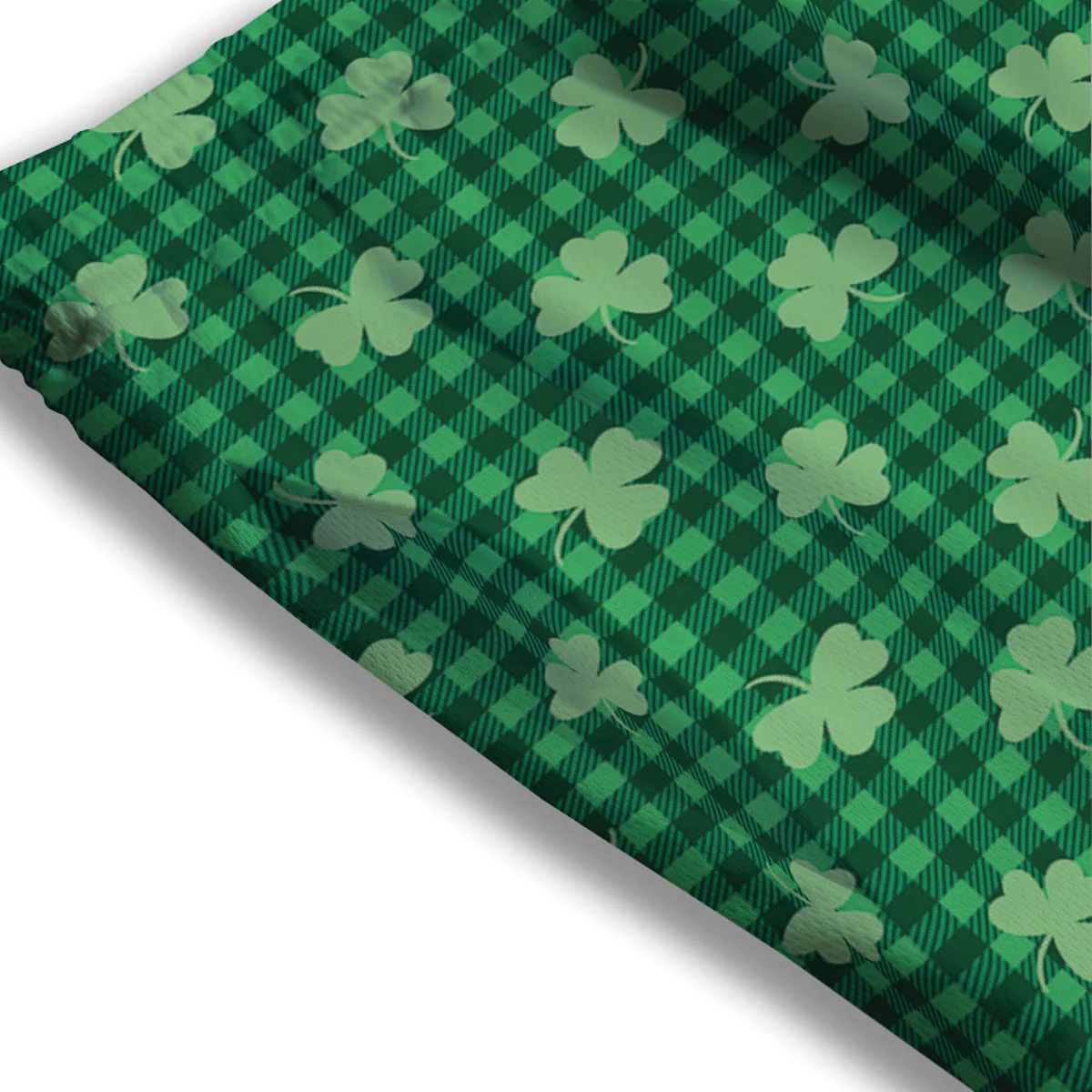 Shamrock Green Plaid Print Pattern Mesh Shorts - Image 3