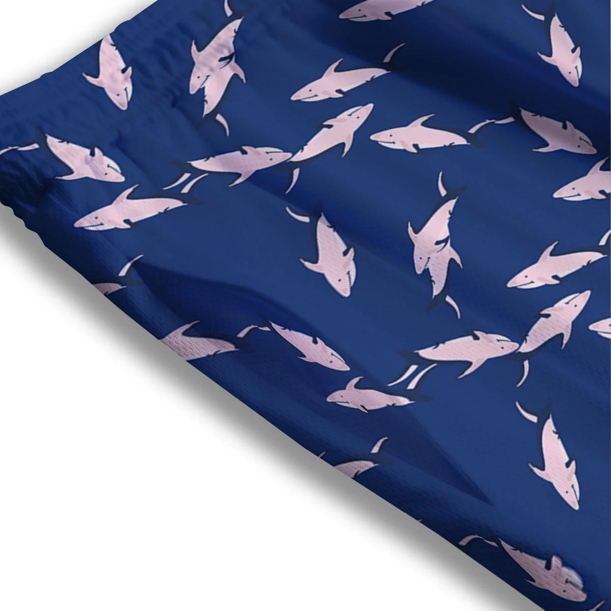 Shark Blue And Pink Print Pattern Mesh Shorts - Image 3