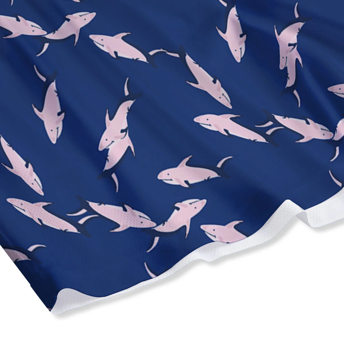 Shark Blue And Pink Print Pattern Mesh Shorts - Image 4