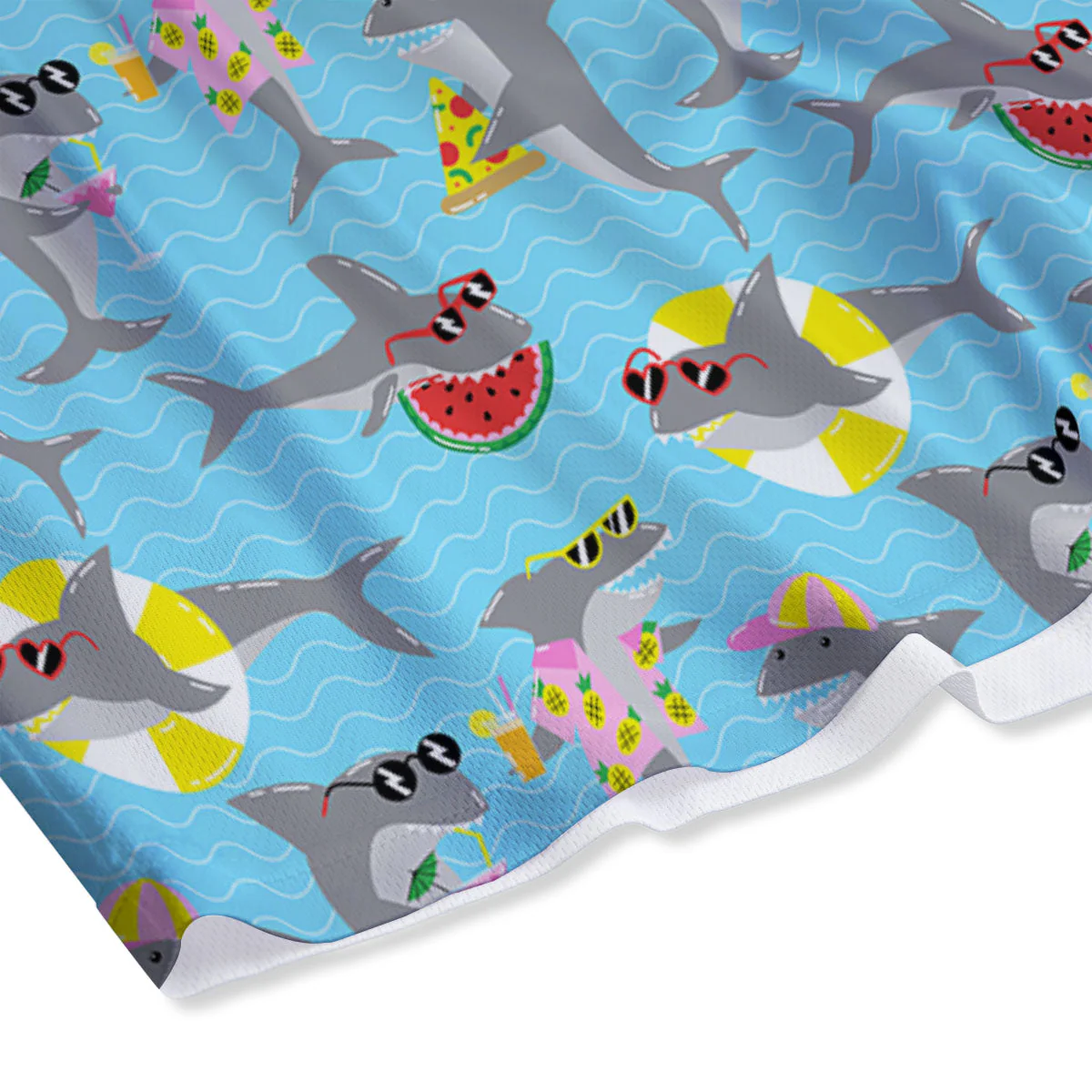 Shark Cartoon Print Pattern Mesh Shorts - Image 4