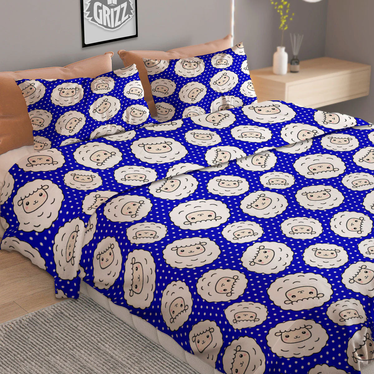 Sheep Cartoon Print Pattern Duvet Cover Bedding Set - Image 2