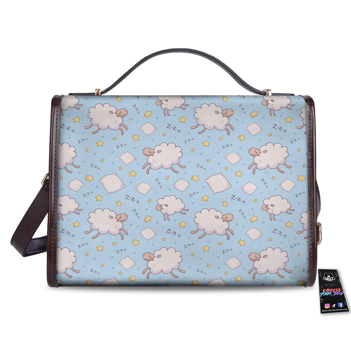 Sheep Sleeping Print Pattern Women's Satchel Bag - Image 2