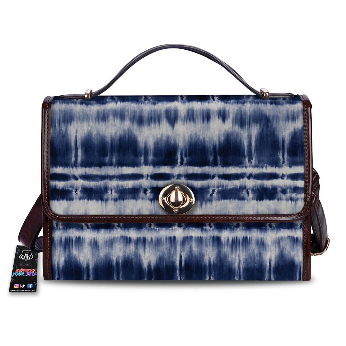Shibori Indigo Dye Print Women's Satchel Bag