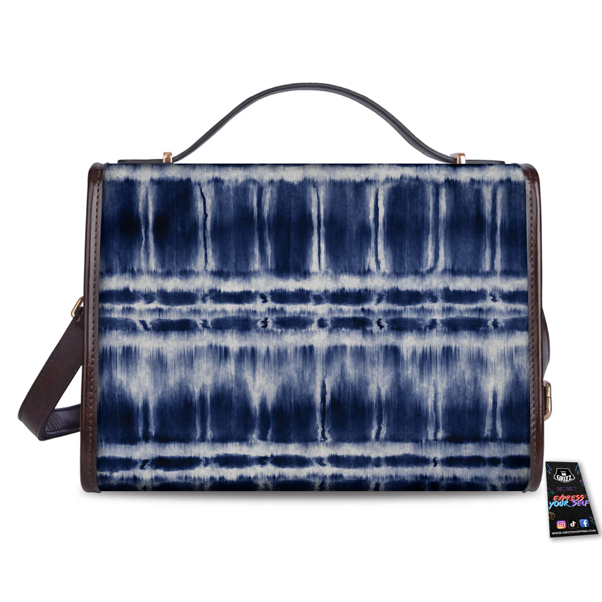 Shibori Indigo Dye Print Women's Satchel Bag - Image 2