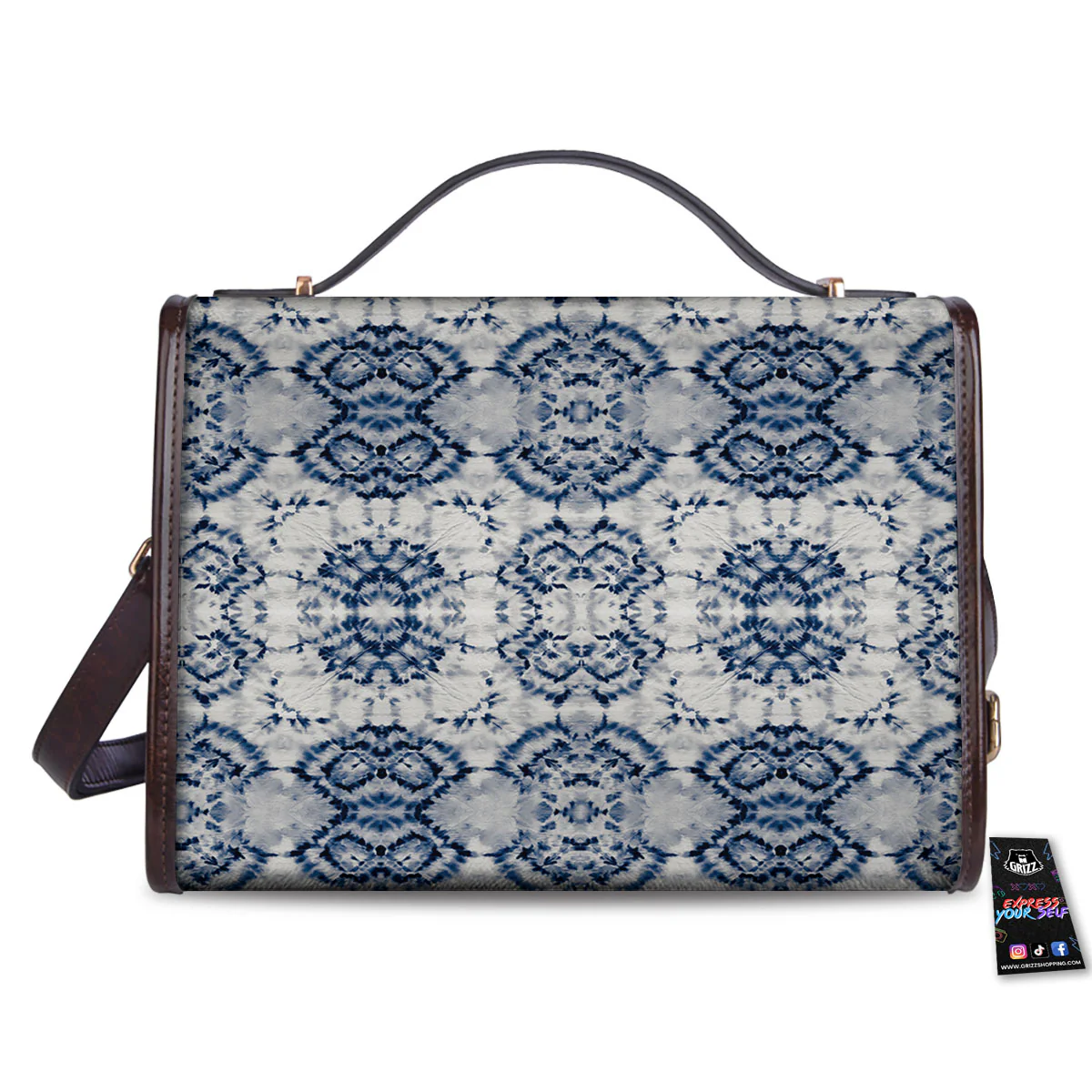 Shibori Watercolor Print Pattern Women's Satchel Bag - Image 2