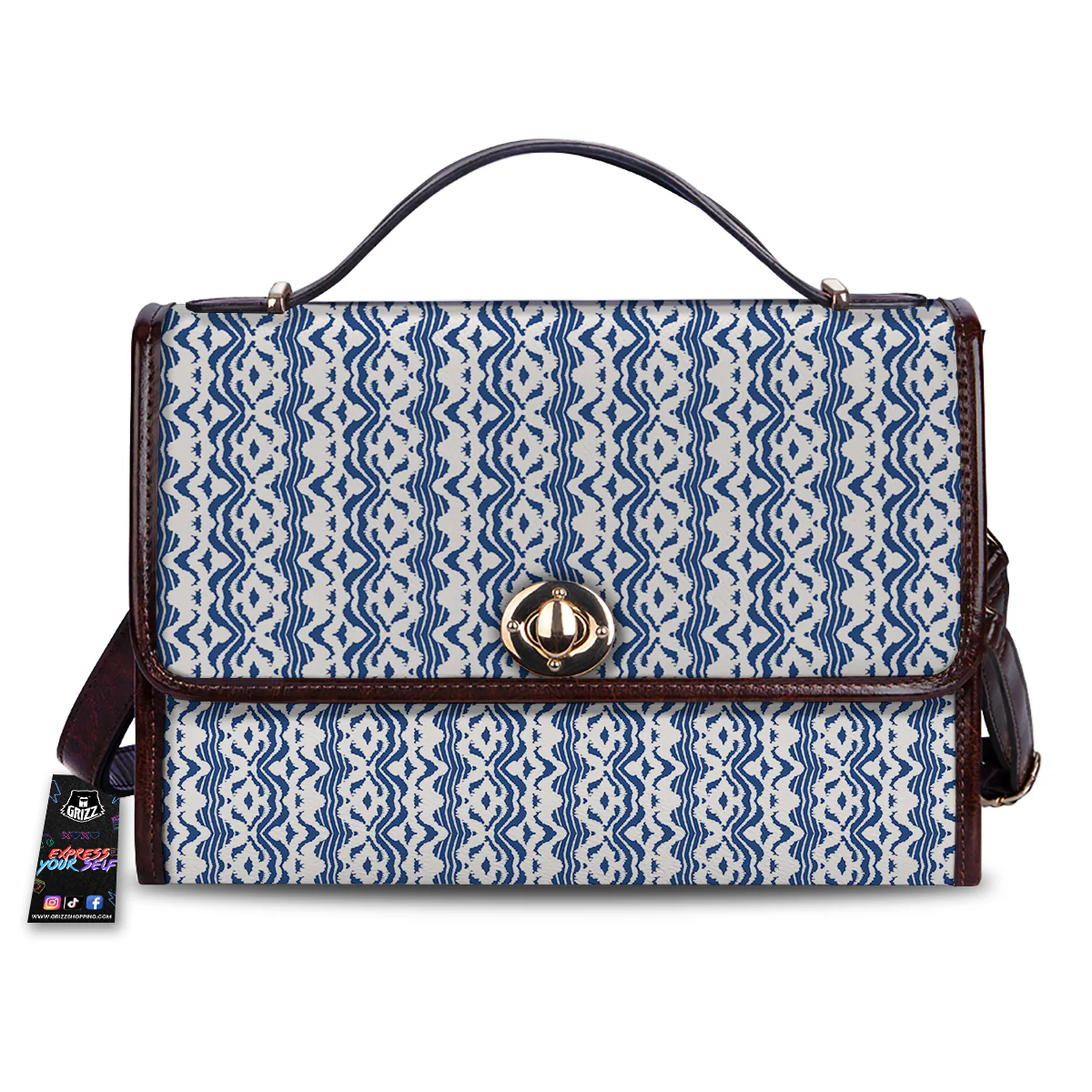 Shibori Wave Print Pattern Women's Satchel Bag