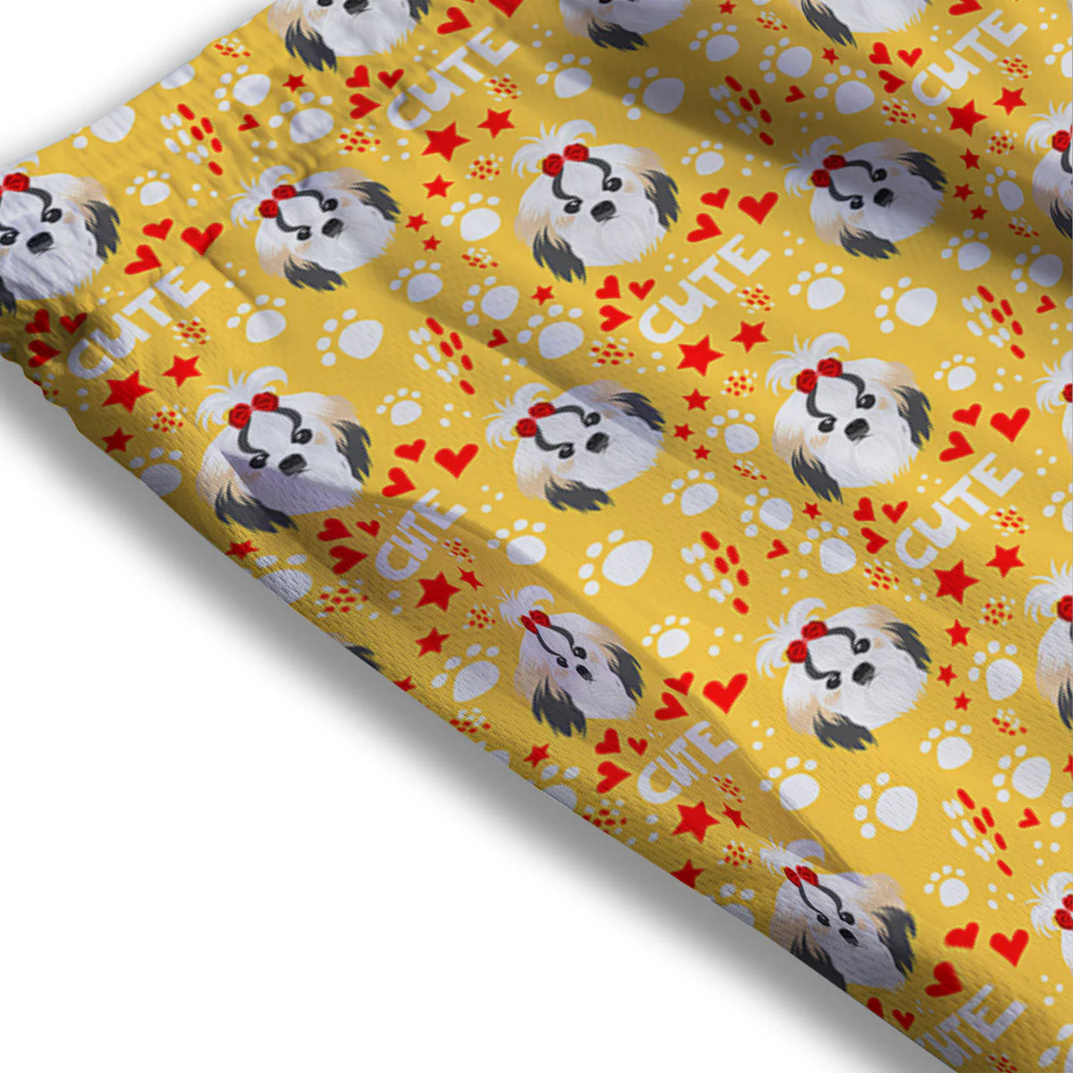 Shih Tzu Cartoon Print Pattern Mesh Shorts - Image 3