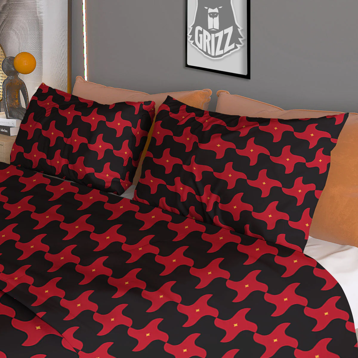 Shuriken Ninja Print Pattern Duvet Cover Bedding Set - Image 3