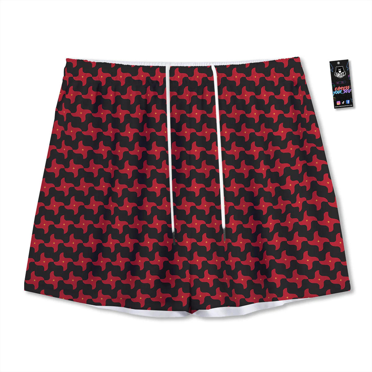 Shuriken Ninja Print Pattern Mesh Shorts