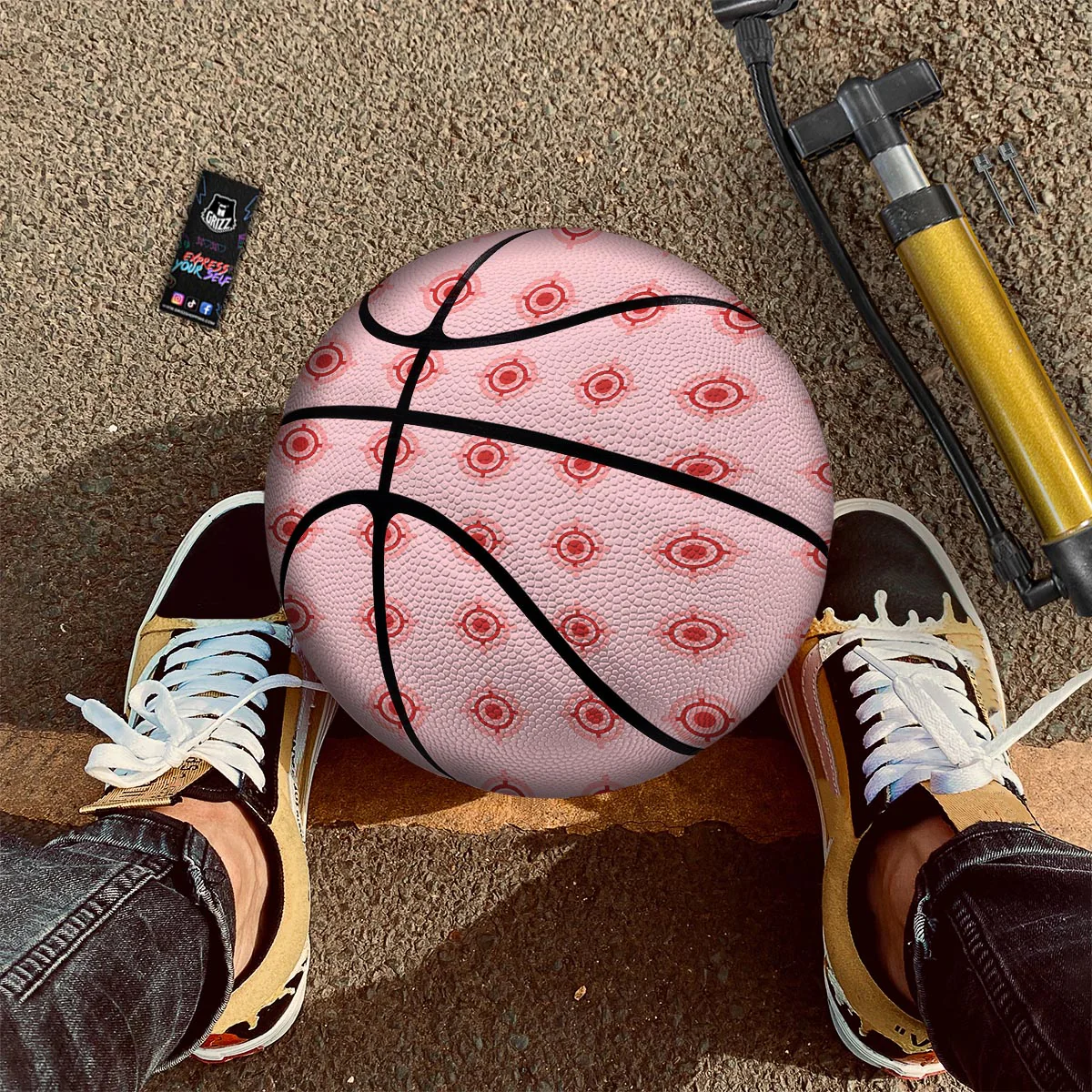 Sight Red Gun Print Pattern Basketball - Image 2
