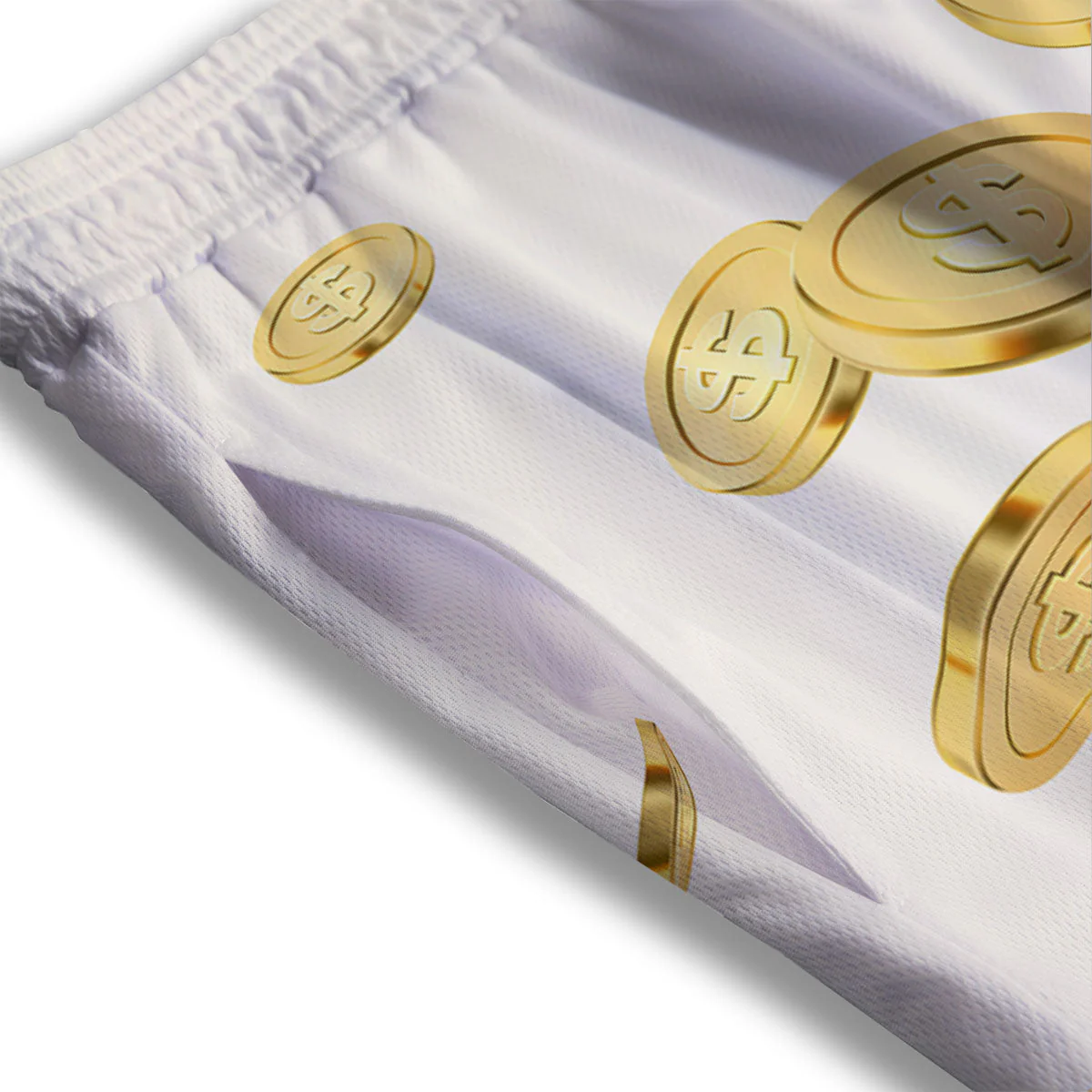 Sign Explosion Golden Dollar Print Mesh Shorts - Image 3