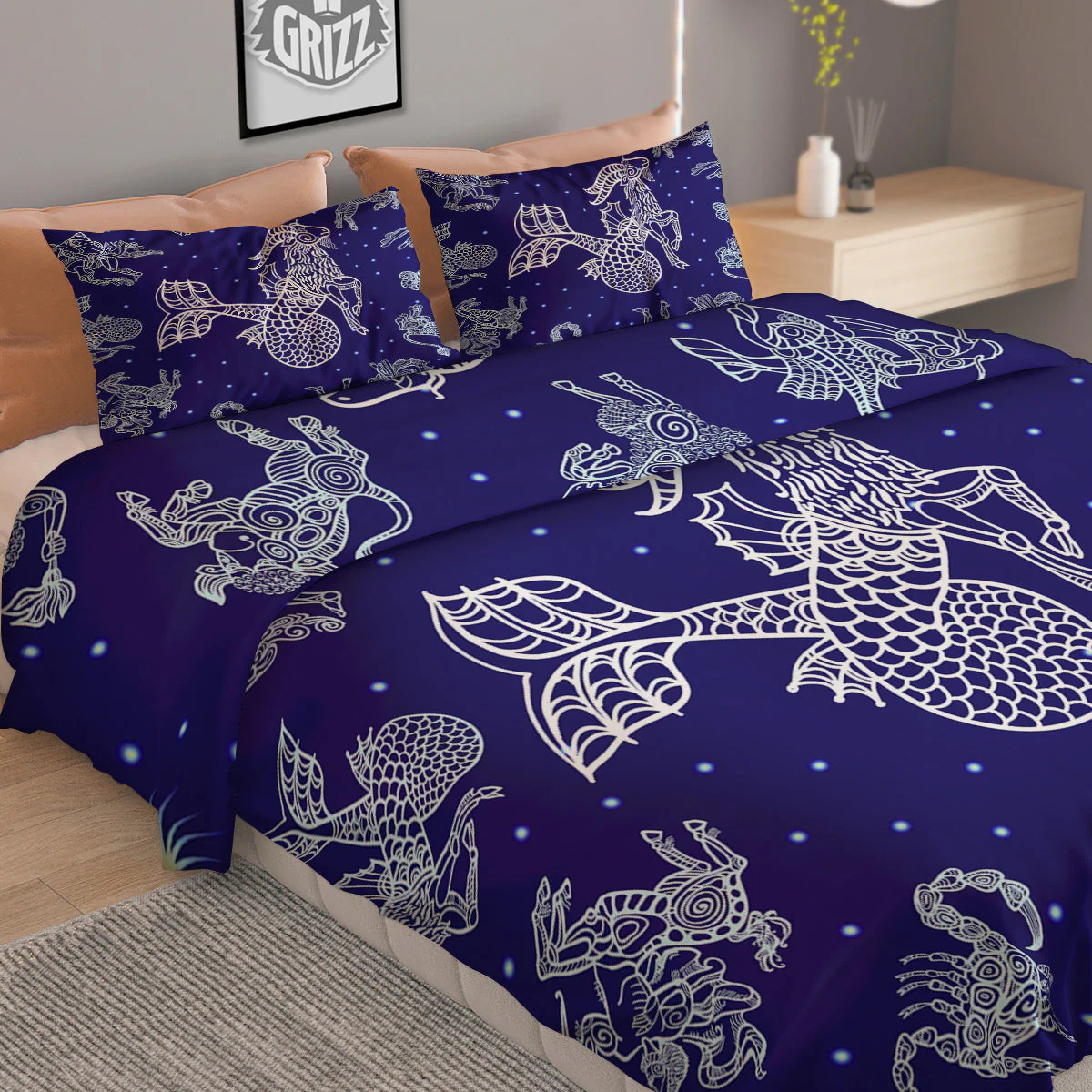 Signs Astrological And Capricorn Print Duvet Cover Bedding Set - Image 2