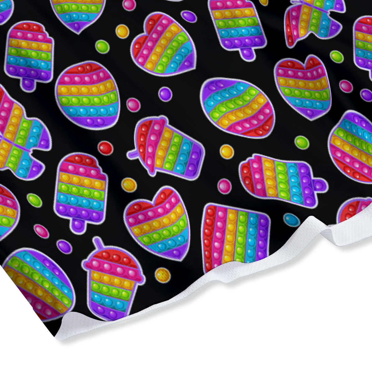Silicone Bubbles Pop it Colorful Print Pattern Mesh Shorts - Image 4
