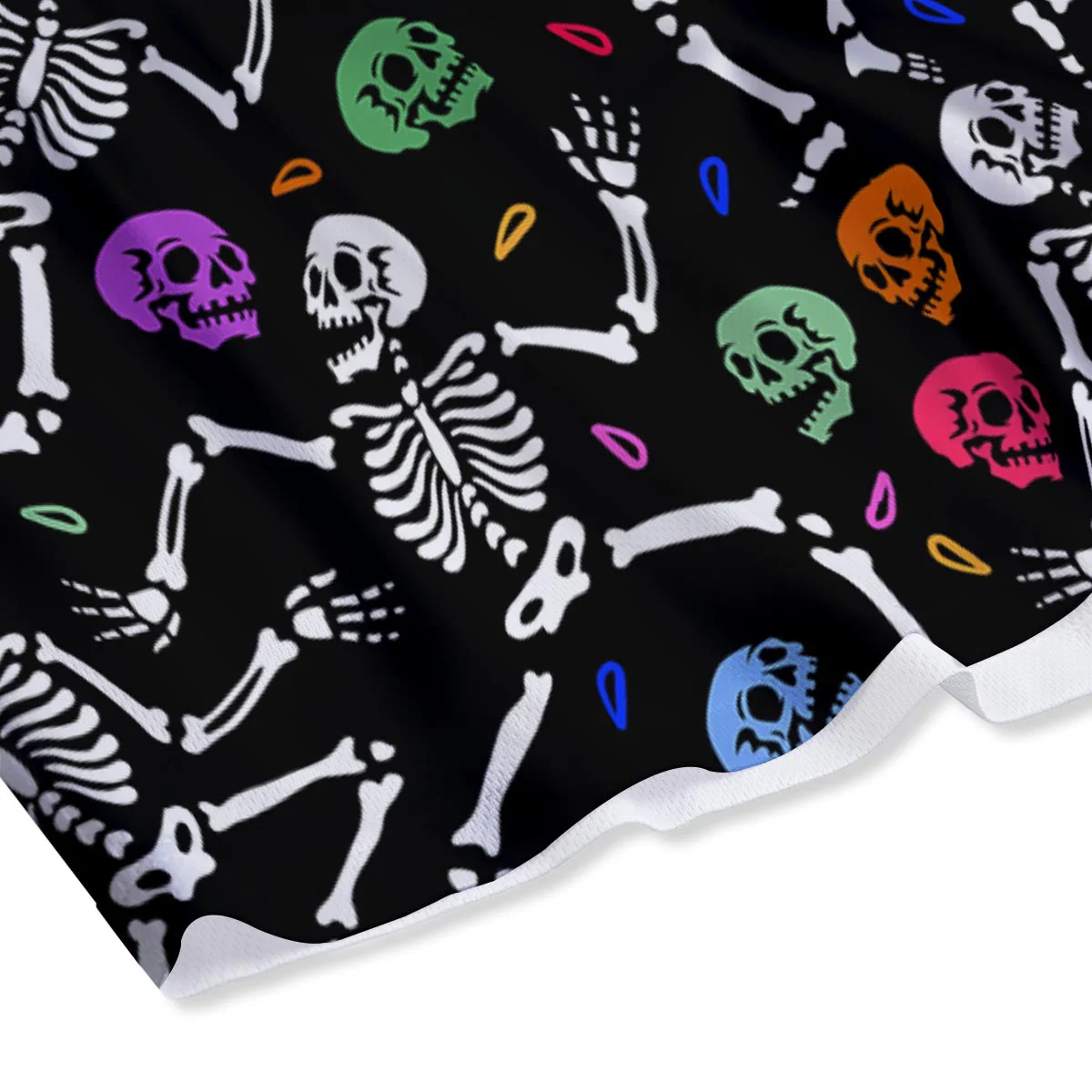 Skeleton Dancing Trippy Print Pattern Mesh Shorts - Image 4