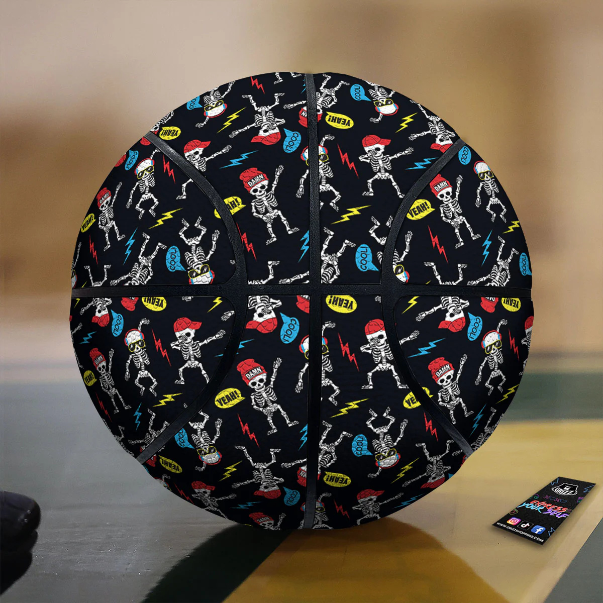 Skeleton Party Fun Print Pattern Basketball