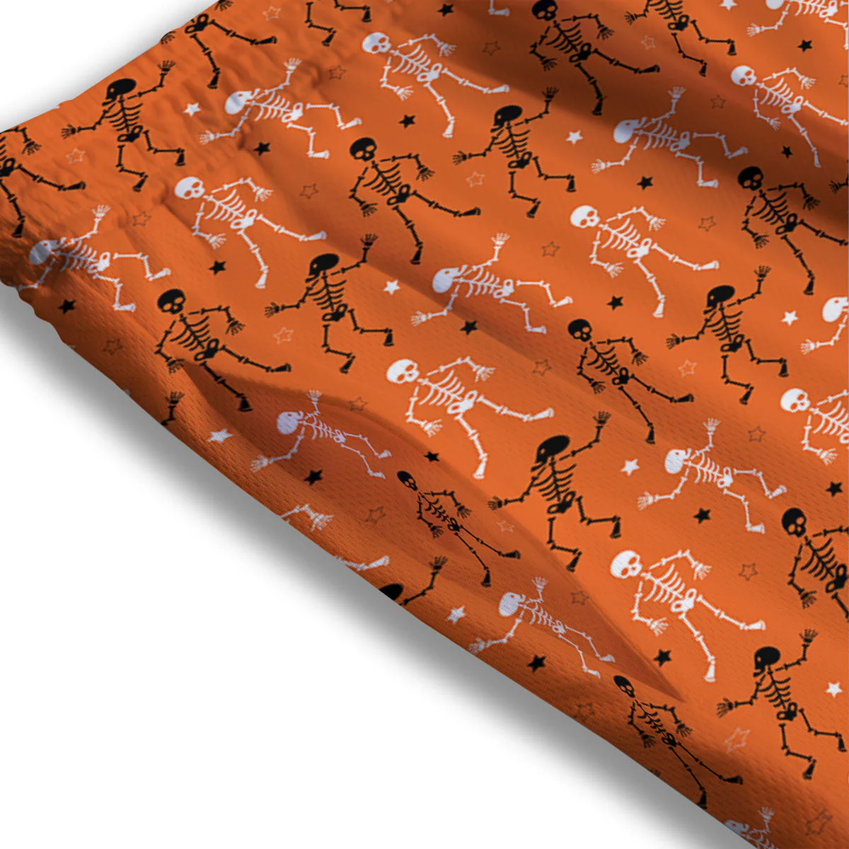Skeleton Party Halloween Print Pattern Mesh Shorts - Image 3