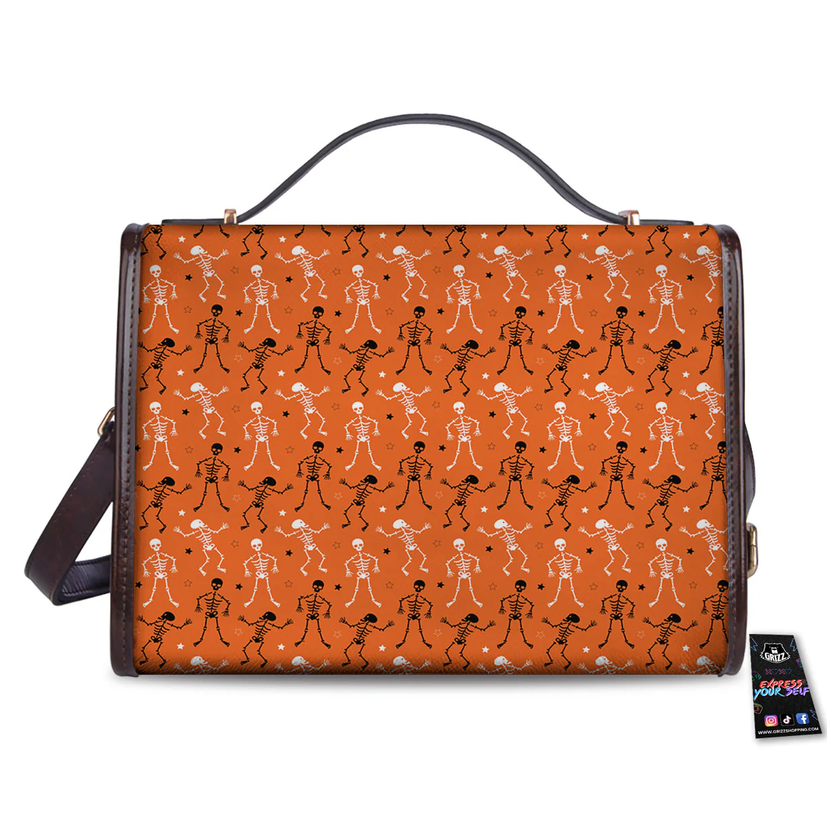 Skeleton Party Halloween Print Pattern Women's Satchel Bag - Image 2