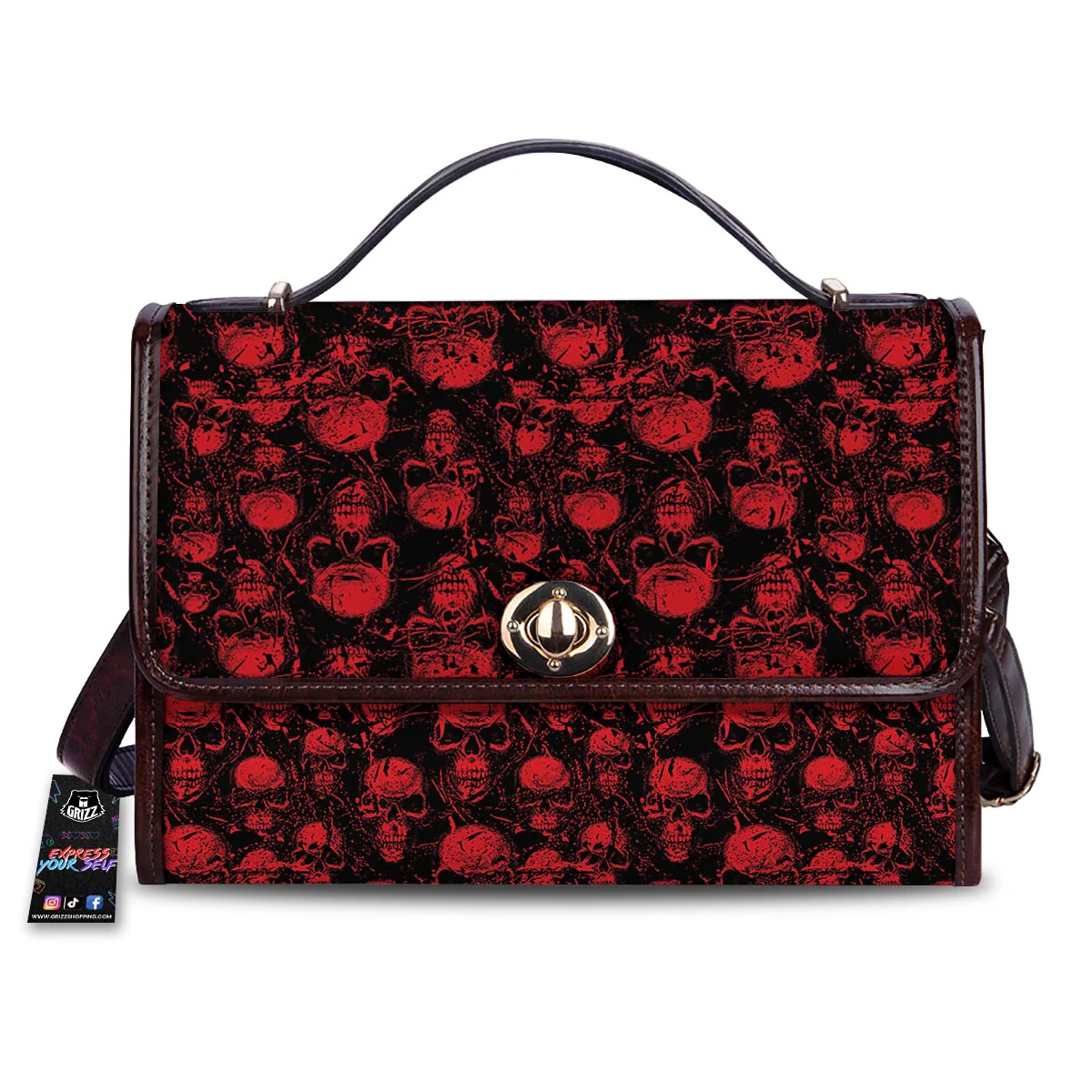 Skeleton Scary Print Pattern Women's Satchel Bag